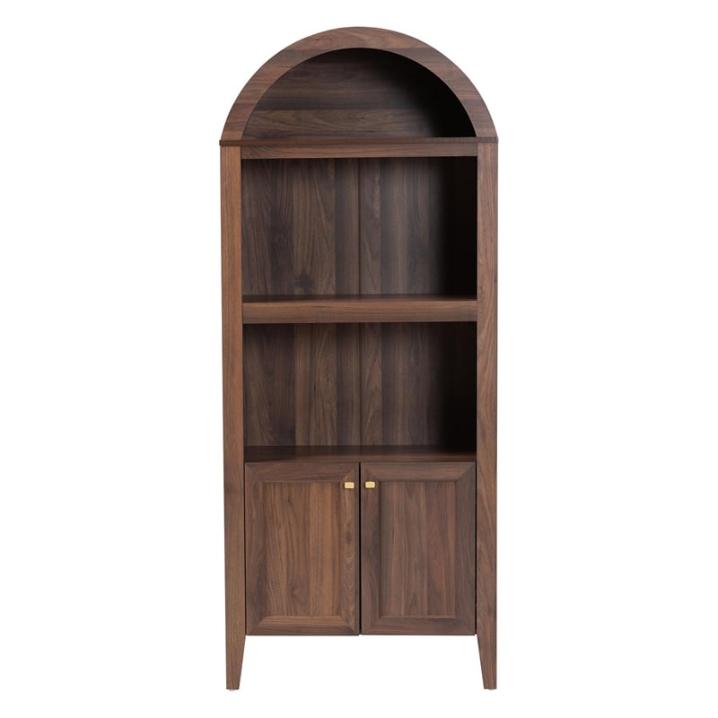 Baxton Studio Hayes Wood Cabinet with Arch Top Modern Display Piece