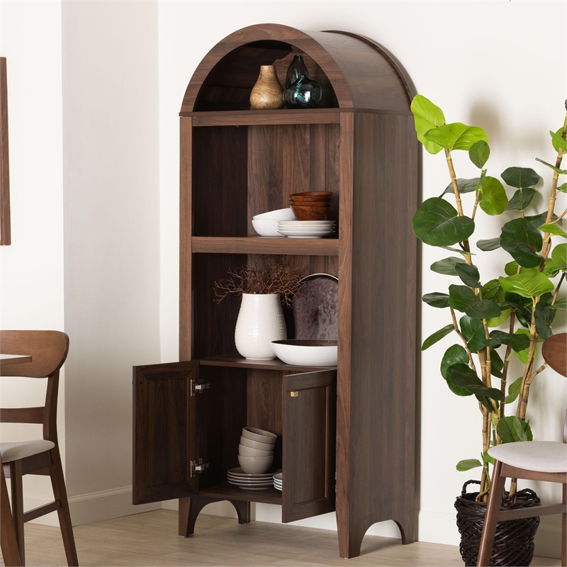 Baxton Studio Hayes Wood Cabinet with Arch Top Modern Display Piece
