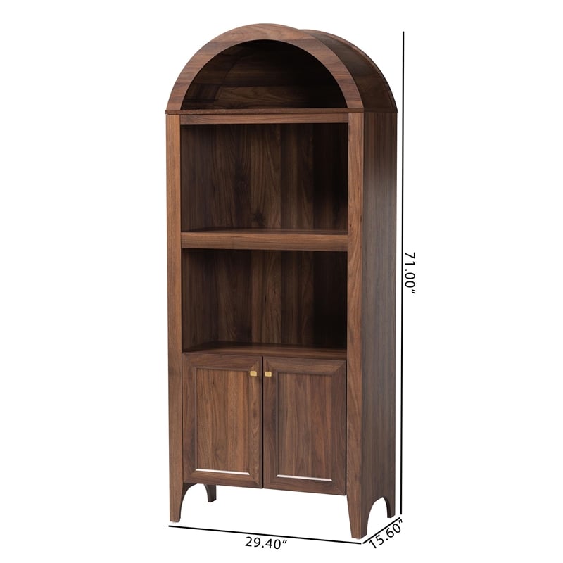 Baxton Studio Hayes Wood Cabinet with Arch Top Modern Display Piece