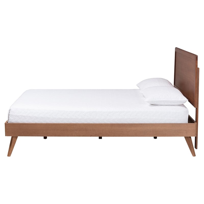 Baxton Studio Jiro Platform Bed Mid-Century Modern Wood Bed Frame Queen