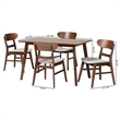 Baxton Studio Fremont Wood 5-Piece Dining Set Mid-Century Modern Table