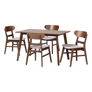 Baxton Studio Fremont Wood 5-Piece Dining Set Mid-Century Modern Table