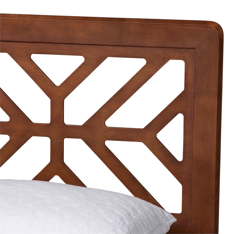 Baxton Studio Kirabo Platform Bed Mid-Century Modern Bed Queen