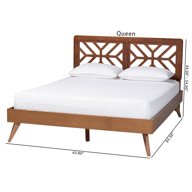 Baxton Studio Kirabo Platform Bed Mid-Century Modern Bed Queen