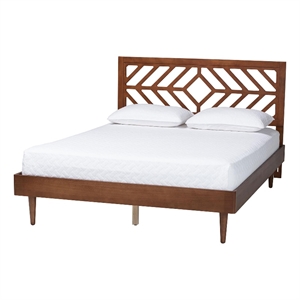 Baxton Studio Zola Platform Bed Mid-Century Modern Bed Queen