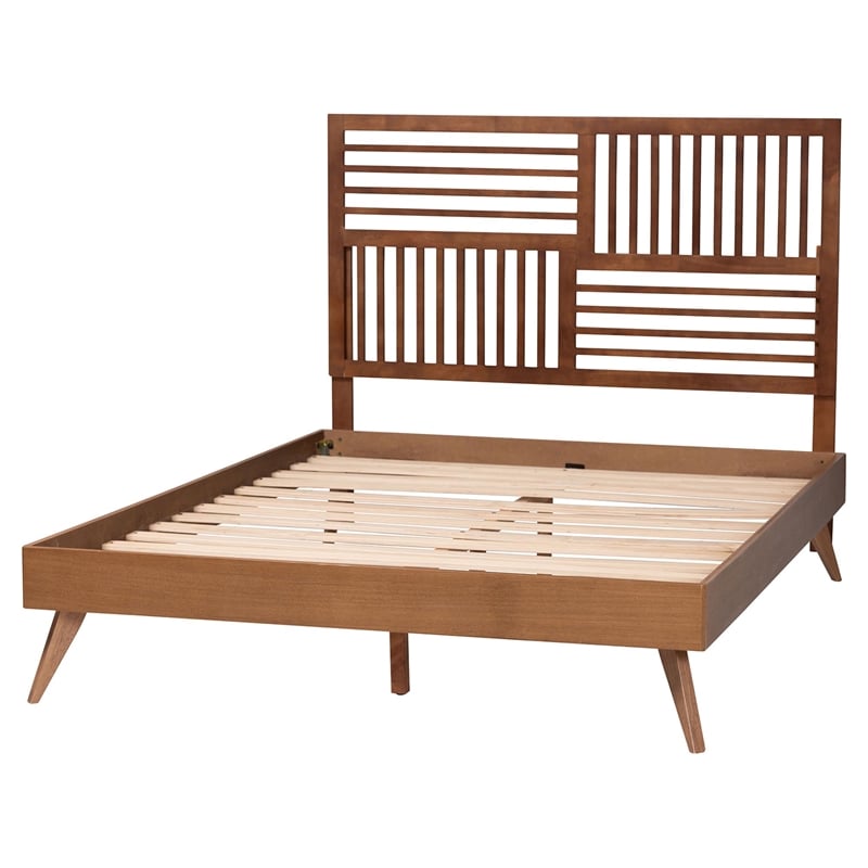 Baxton Studio Gemma Platform Bed Mid-Century Modern Bed Frame Queen