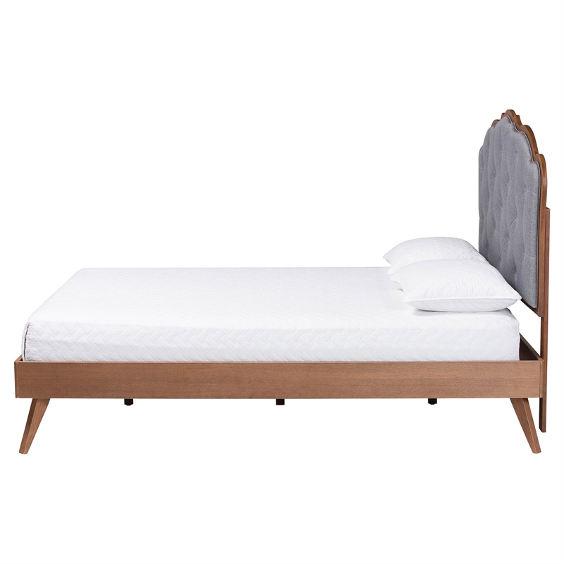 Baxton Studio Aithan Platform Bed Mid-Century Modern Bed Queen