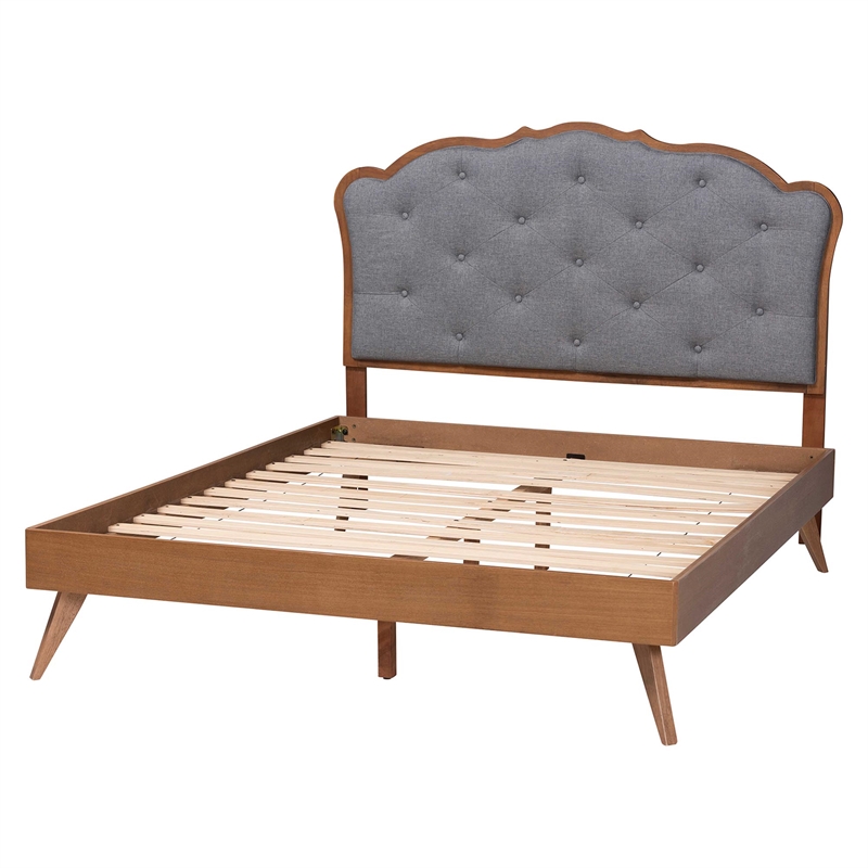 Baxton Studio Aithan Platform Bed Mid-Century Modern Bed Queen