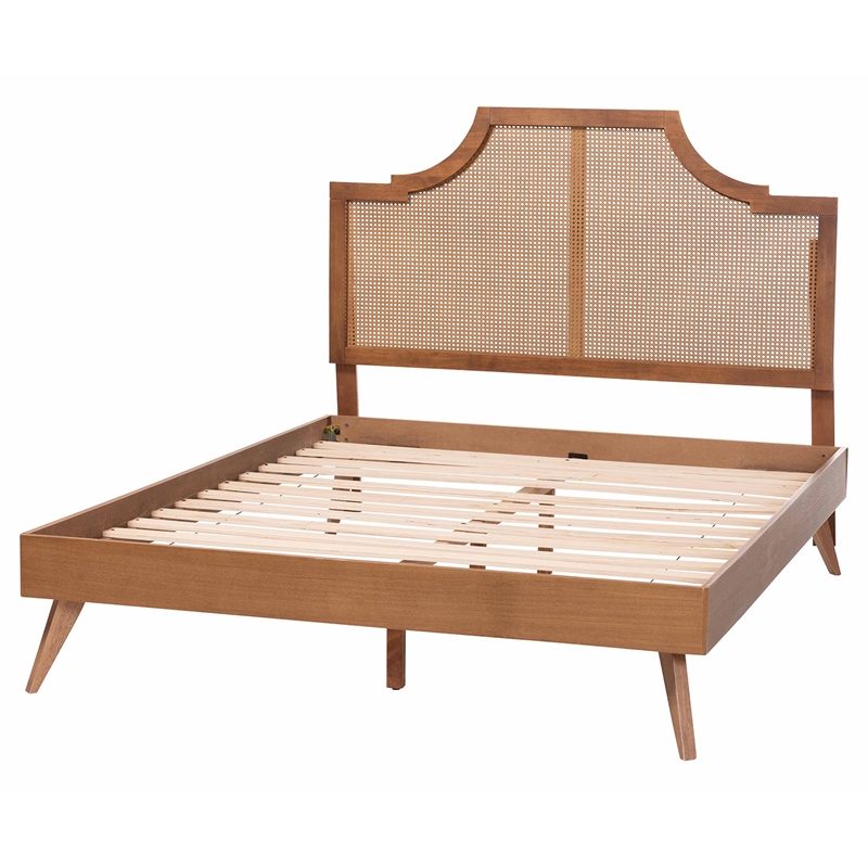 Baxton Studio Rodolfo Platform Bed Mid-Century Modern Bed Queen