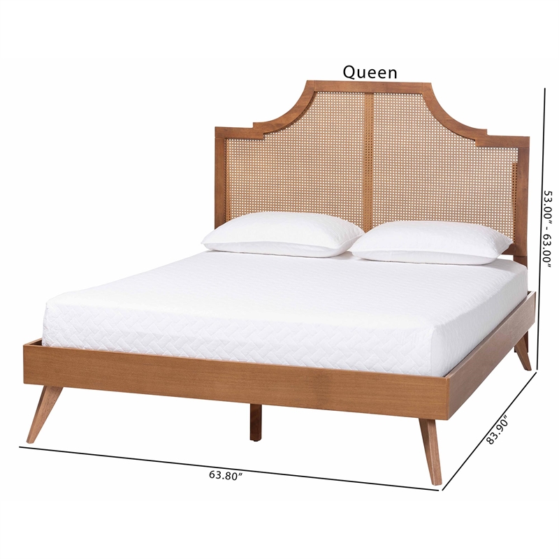 Baxton Studio Rodolfo Platform Bed Mid-Century Modern Bed Queen