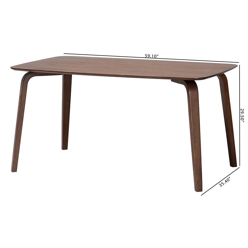 Baxton Studio Billie Wood Dining Table Bentwood Leg Table with Rectangular Top