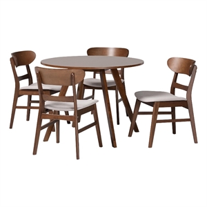 Baxton Studio Reva Wood 5-Piece Dining Set Mid-Century Modern Table