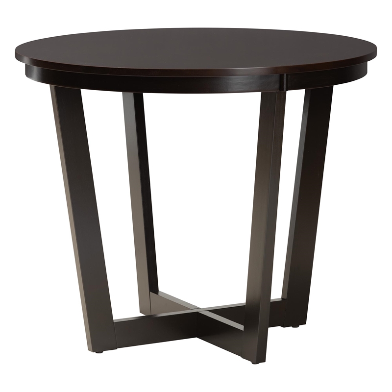 Baxton Studio Penny 5-Piece Dining Set Compact Mid-Century Round Table Sand