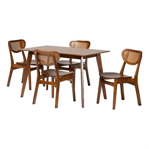 Baxton Studio Kristy 5-Piece Dining Set Mid-Century Modern Rectangle Table