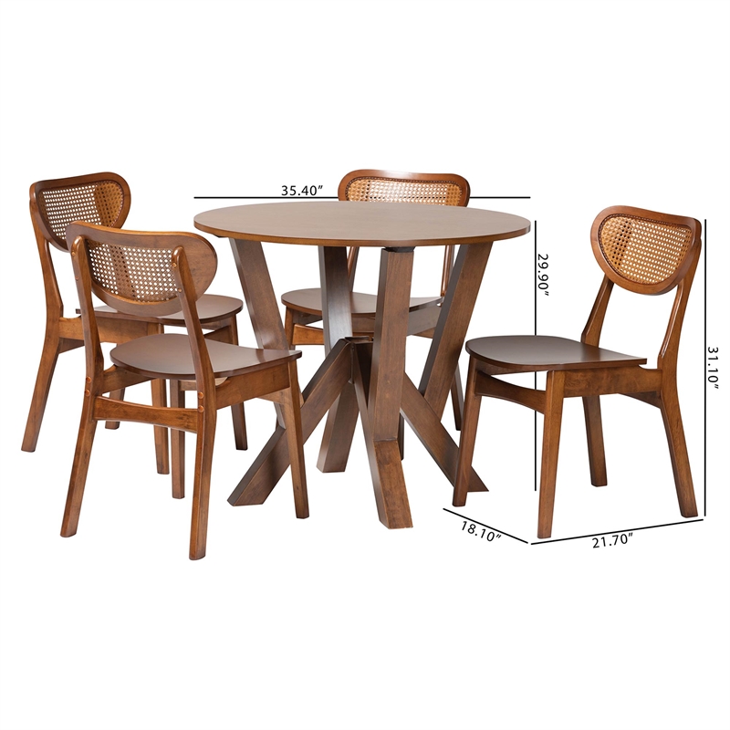 Baxton Studio Crystal 5-Piece Dining Set  Mid-Century Modern Round Table