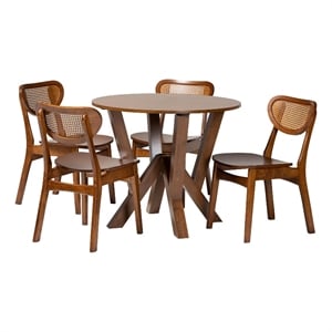 Baxton Studio Crystal 5-Piece Dining Set  Mid-Century Modern Round Table