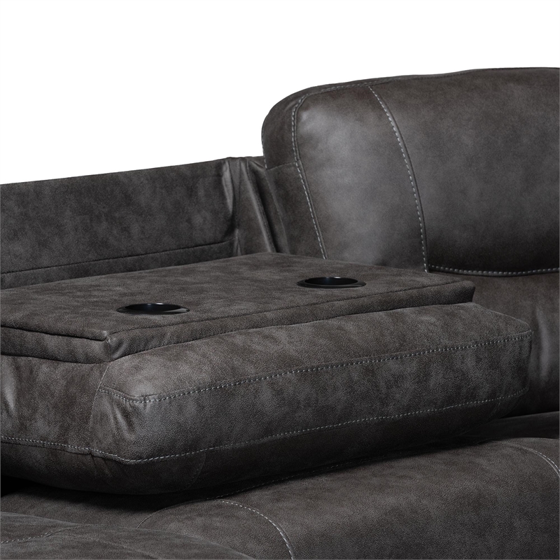 Baxton Studio Mistral 6-Piece Reclining Sectional Sofa Left-facing Chaise Lounge