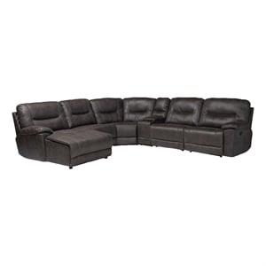 Baxton Studio Mistral 6-Piece Reclining Sectional Sofa Left-facing Chaise Lounge