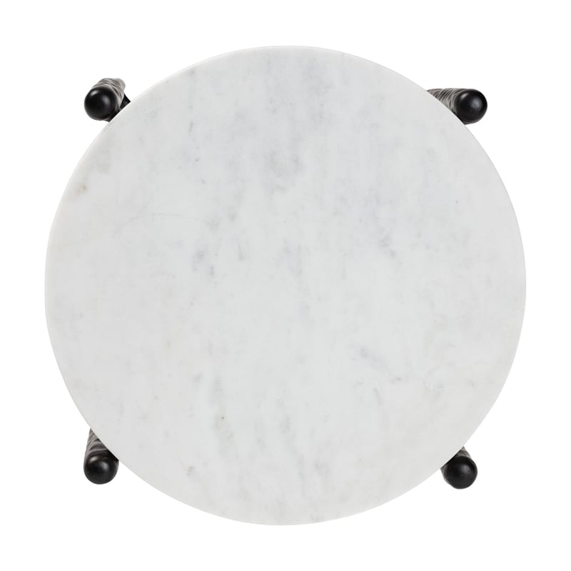 Baxton Studio Caledon Marble Side Table Modern Rustic Accent Table Round