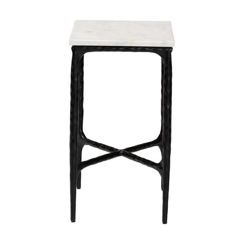 Baxton Studio Akanji Marble End Table Modern Rustic Accent Table Rectangle