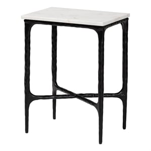 Baxton Studio Akanji Marble End Table Modern Rustic Accent Table Rectangle