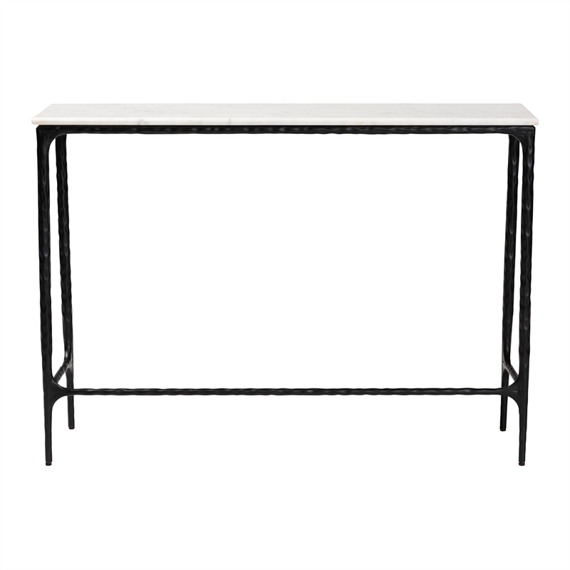 Baxton Studio Edsel Marble Console Table Modern Rustic Accent Table Rectangle