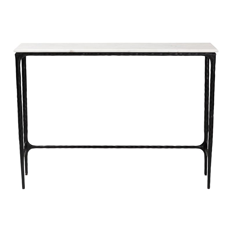 Baxton Studio Edsel Marble Console Table Modern Rustic Accent Table Rectangle