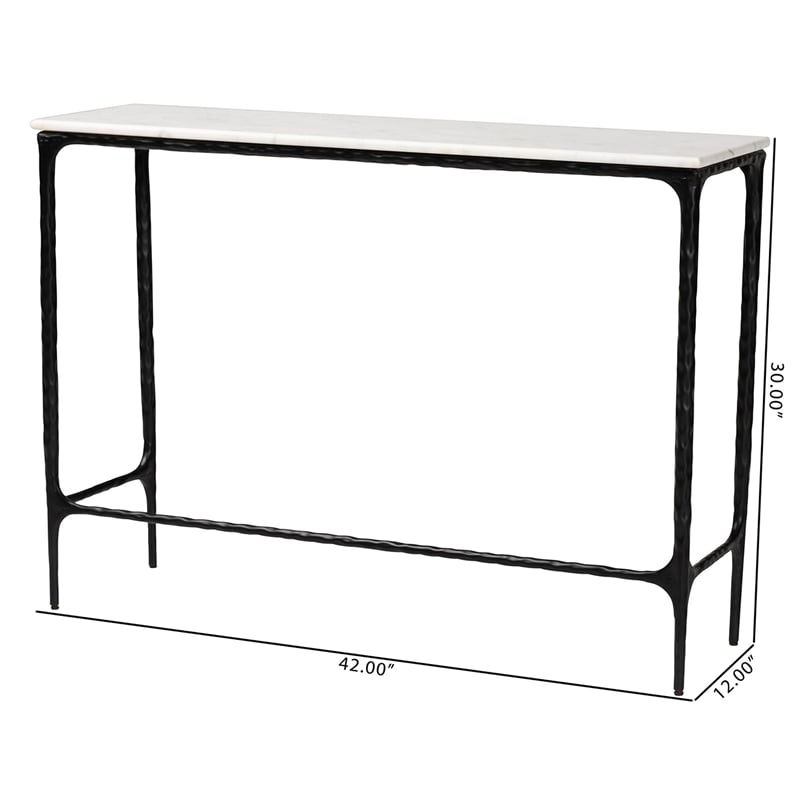 Baxton Studio Edsel Marble Console Table Modern Rustic Accent Table Rectangle
