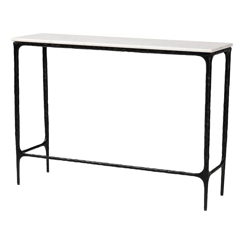 Baxton Studio Edsel Marble Console Table Modern Rustic Accent Table Rectangle