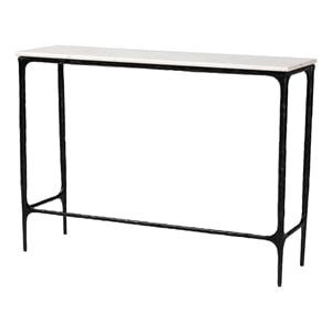 Baxton Studio Edsel Marble Console Table Modern Rustic Accent Table Rectangle