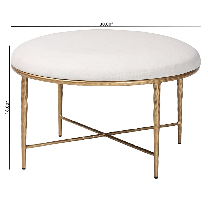 Baxton Studio Fumiye Cocktail Ottoman Modern Rustic Accent Stool Round 30