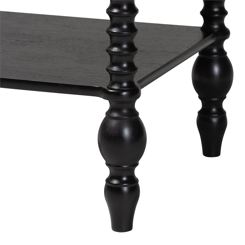 Baxton Studio Denita Spindle 4-Piece Bedroom Set Platform Bed Black Full