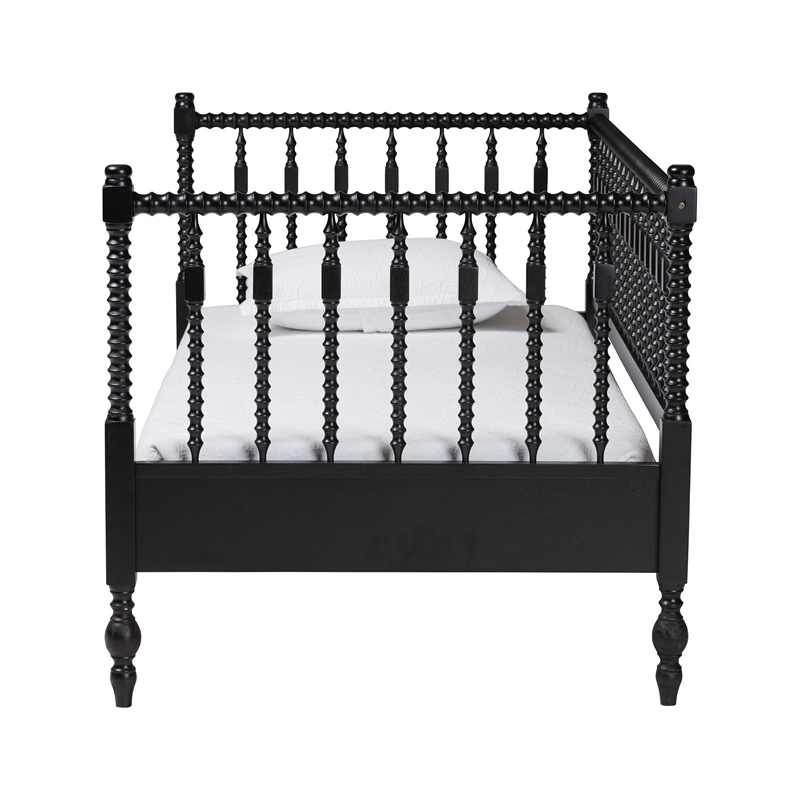 Baxton Studio Callison Spindle Daybed Turned Farmhouse Sofa Bed Black Twin