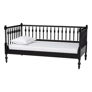 Baxton Studio Callison Spindle Daybed Turned Farmhouse Sofa Bed Black Twin