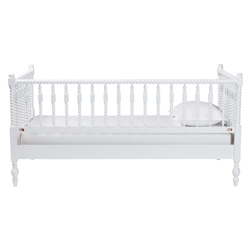 Baxton Studio Callison Spindle Daybed Turned Farmhouse Sofa Bed White Twin