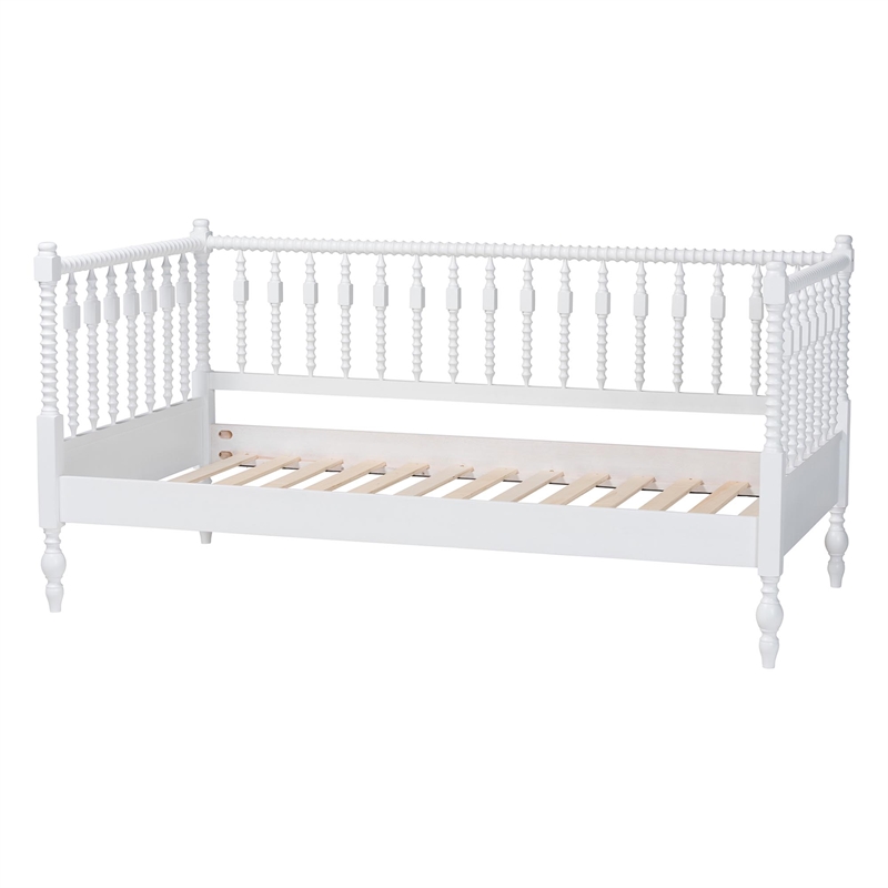 Baxton Studio Callison Spindle Daybed Turned Farmhouse Sofa Bed White Twin