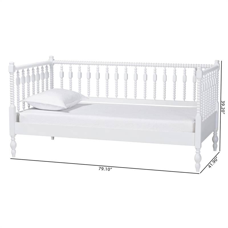 Baxton Studio Callison Spindle Daybed Turned Farmhouse Sofa Bed White Twin