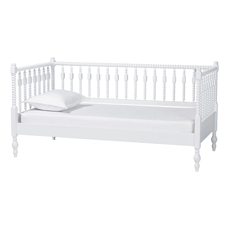 Baxton Studio Callison Spindle Daybed Turned Farmhouse Sofa Bed White Twin