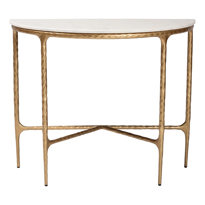 Baxton Studio Akanji Marble Console Table Modern Rustic Accent Table