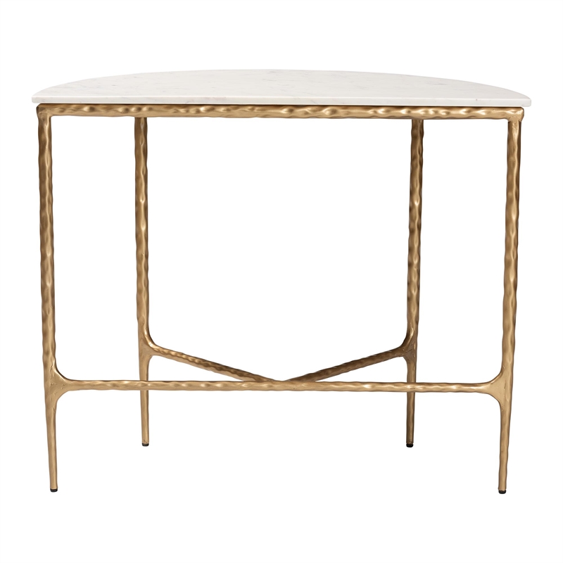Baxton Studio Akanji Marble Console Table Modern Rustic Accent Table