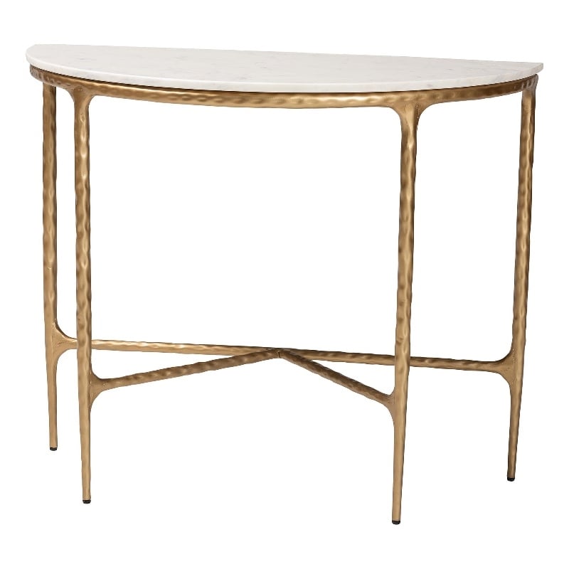 Baxton Studio Akanji Marble Console Table Modern Rustic Accent Table