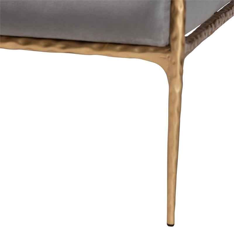 Baxton Studio Ilmari Velvet Lounge Chair with Track Arms Modern Rustic Armchair