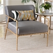 Baxton Studio Ilmari Velvet Lounge Chair with Track Arms Modern Rustic Armchair