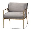 Baxton Studio Ilmari Velvet Lounge Chair with Track Arms Modern Rustic Armchair