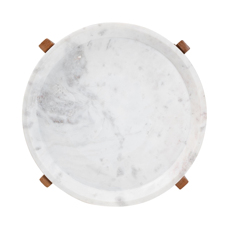 Baxton Studio Phaedra Round Marble End Table Modern Accent Table