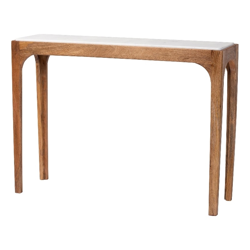 Baxton Studio Lluvia Slim Marble Console Table Modern Accent Table
