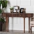Baxton Studio Linore Fluted Wood Console Table 2-Drawer Oval Accent Table
