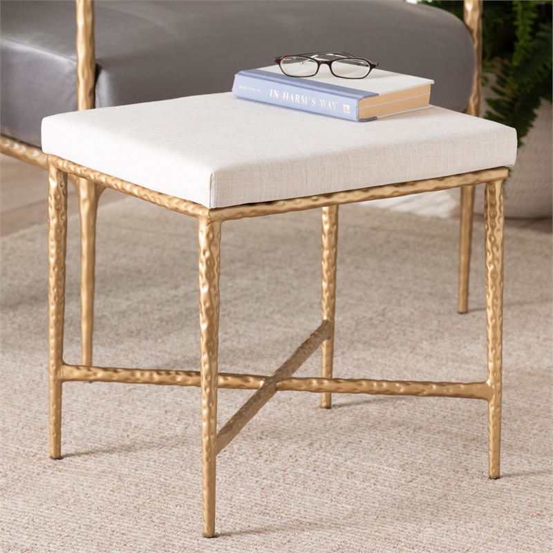 Baxton Studio Fumiye Ottoman Footstool Modern Rustic Accent Stool Rectangle 18