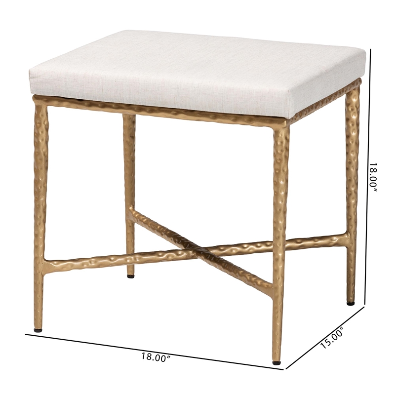 Baxton Studio Fumiye Ottoman Footstool Modern Rustic Accent Stool Rectangle 18