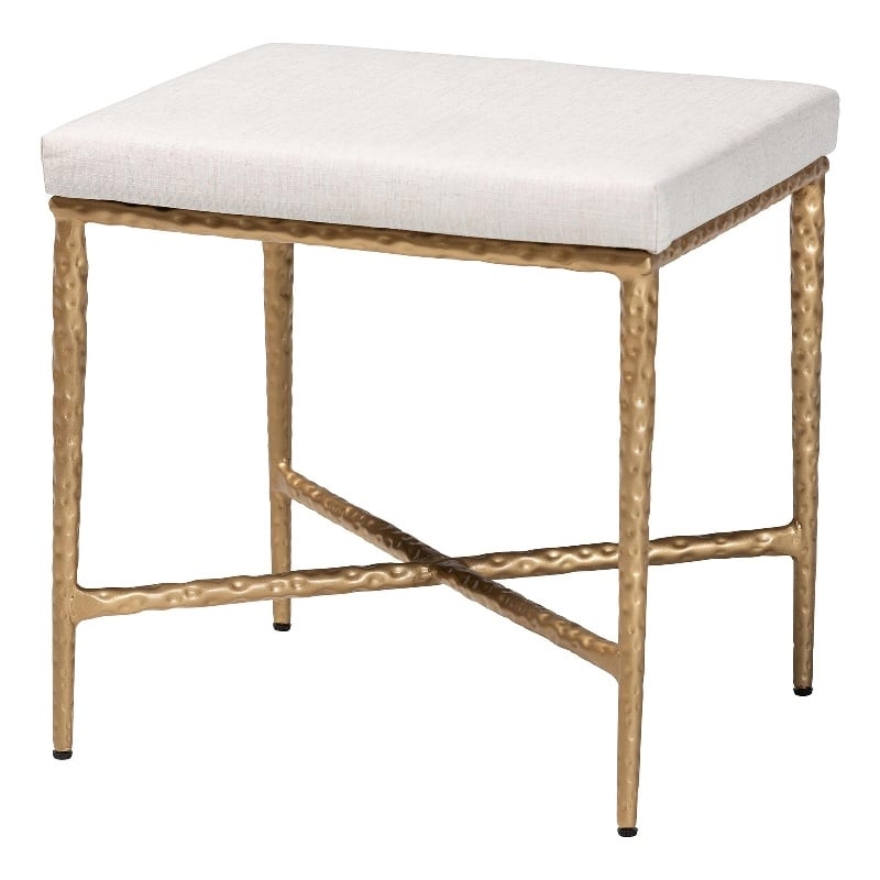 Baxton Studio Fumiye Ottoman Footstool Modern Rustic Accent Stool Rectangle 18